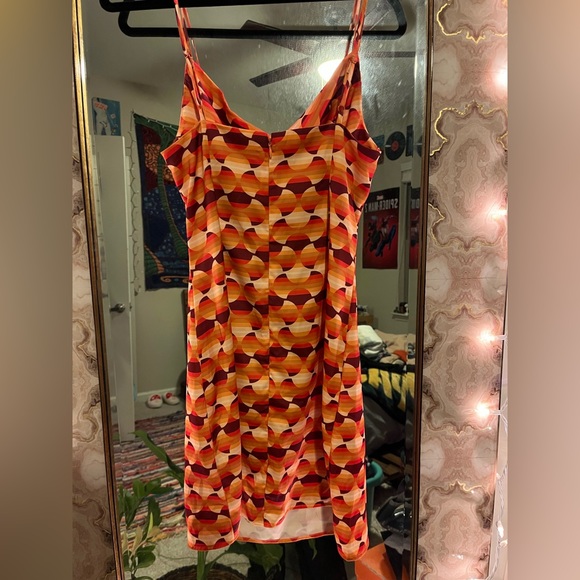 Orange Retro Cowl Neck Dress Urban Outfitters - Picture 4 of 5